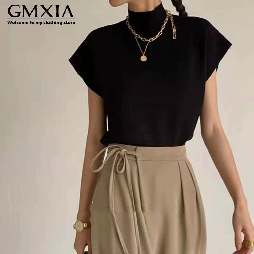 

GMXIA Женская мода Повседневные однотонные блузки и рубашки с принтом и коротким рукавом для отдыха one size чёрный