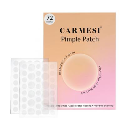 Carmesi Pimple Patch For Face | 72 Hydrocolloid Pimple Patches | 2% W/w Salicylic Acid, Neem, Cica | Helps Reduce Pimples, Redness & Irritation | A