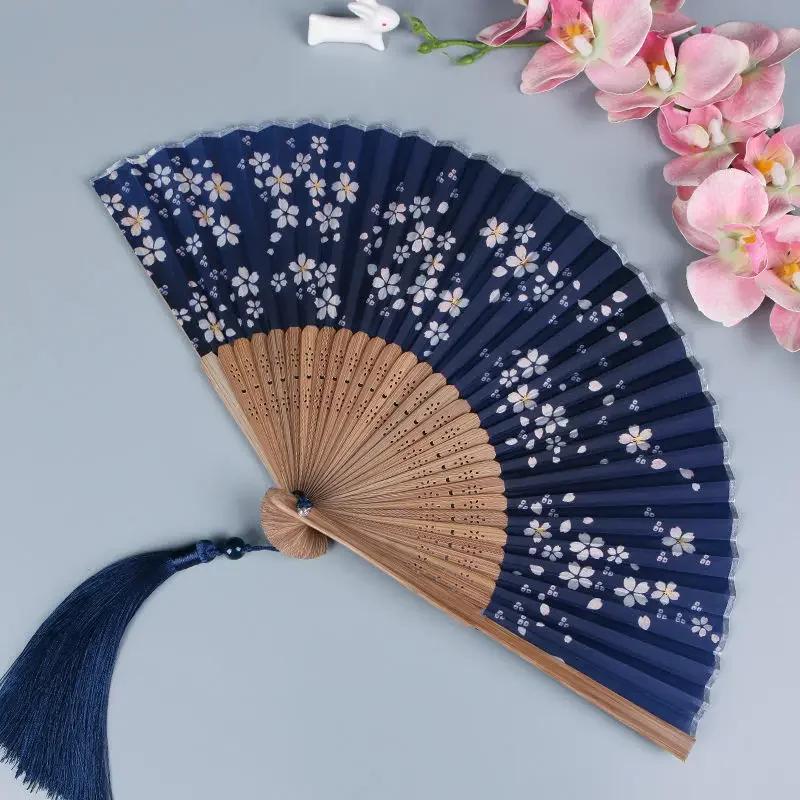 Vintage Chinese Style Portable Folding Fan Party Wedding Dance Hand Fans Summer Bamboo Craft Gift Room Decoration Ornaments New