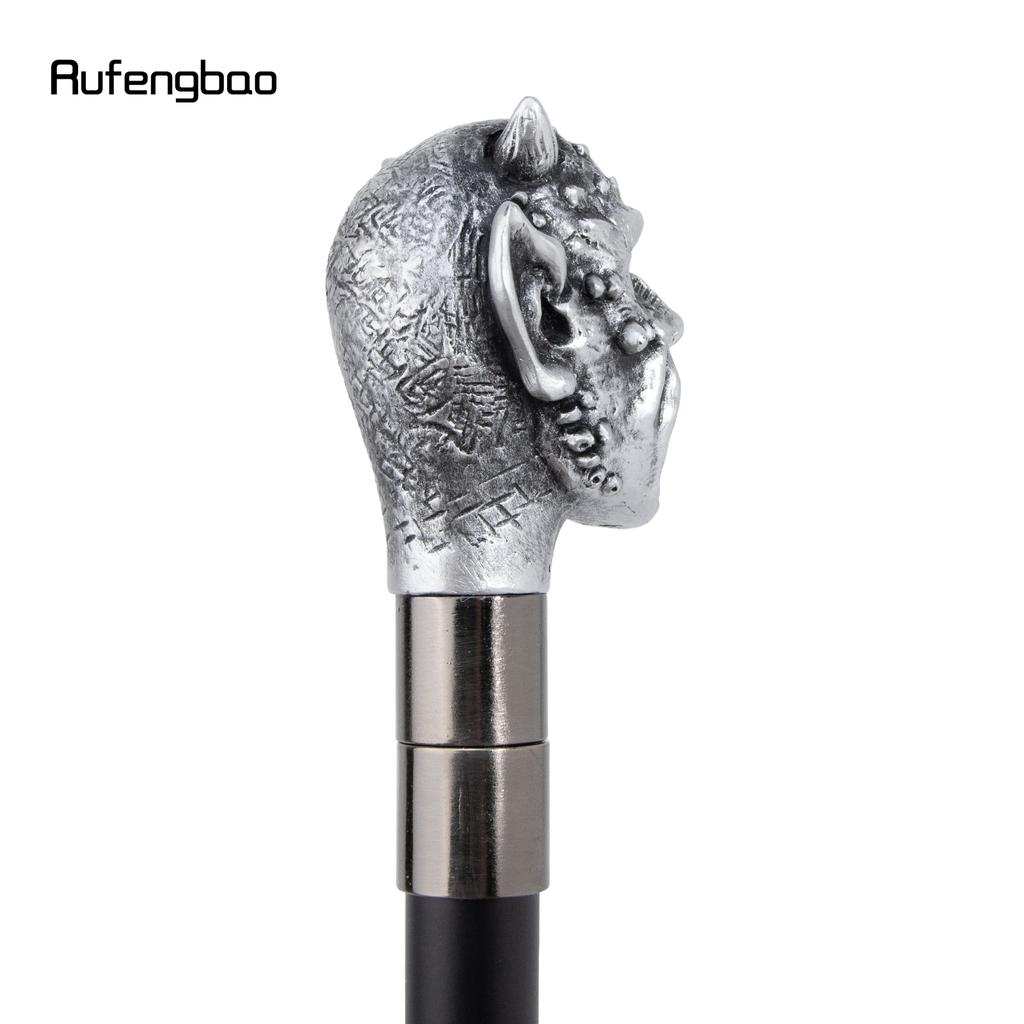 Silver Resin Skull Monster Head Walking Cane Fashion Decorative Steel Stick Gentleman Elegant Cosplay Cane Knob Crosier 94cm