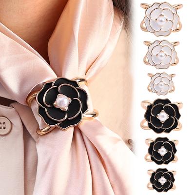1PCS Camellia Coat Belt Silk Scarf Buckle