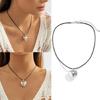 Korean Round Bead Chain Silver Love-shape Pendant Necklace Ins Clavicle Chain