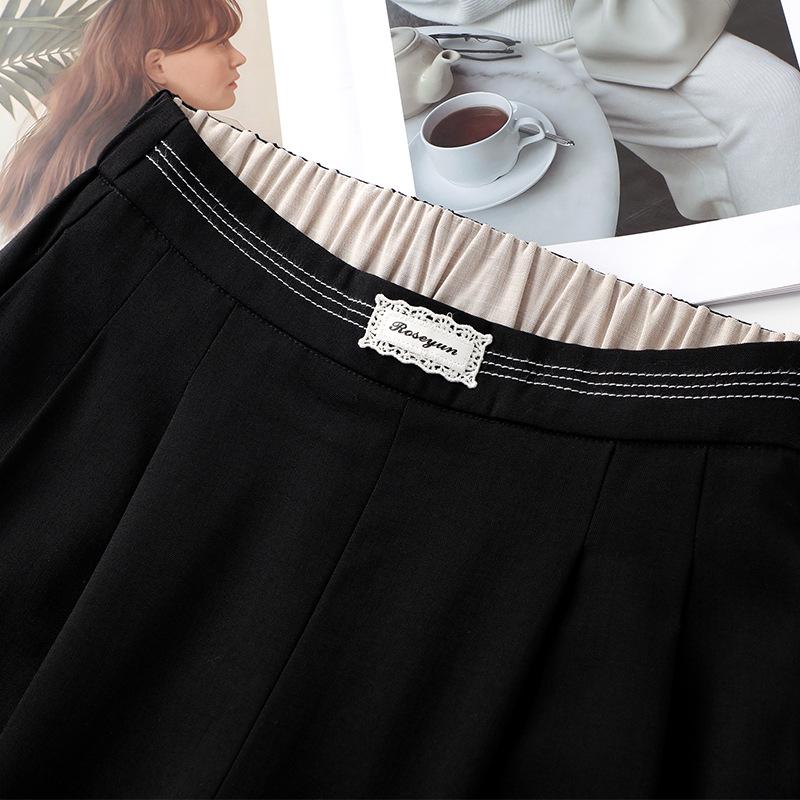 Women's Black Wide-Leg High-Waist Summer Pants 2025 - Slimming Loose Fit