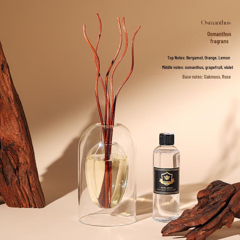 Flameless Aromatherapy Essential Oil Rattan Diffuser - Elegant Home Decor & Gift Transparent Bottle + Brown Rattan