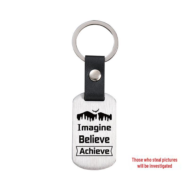 Gravierbarer Metall-Leder-Schlüsselanhänger - Inspirierendes Langlauf-Bergsteiger-Geschenk