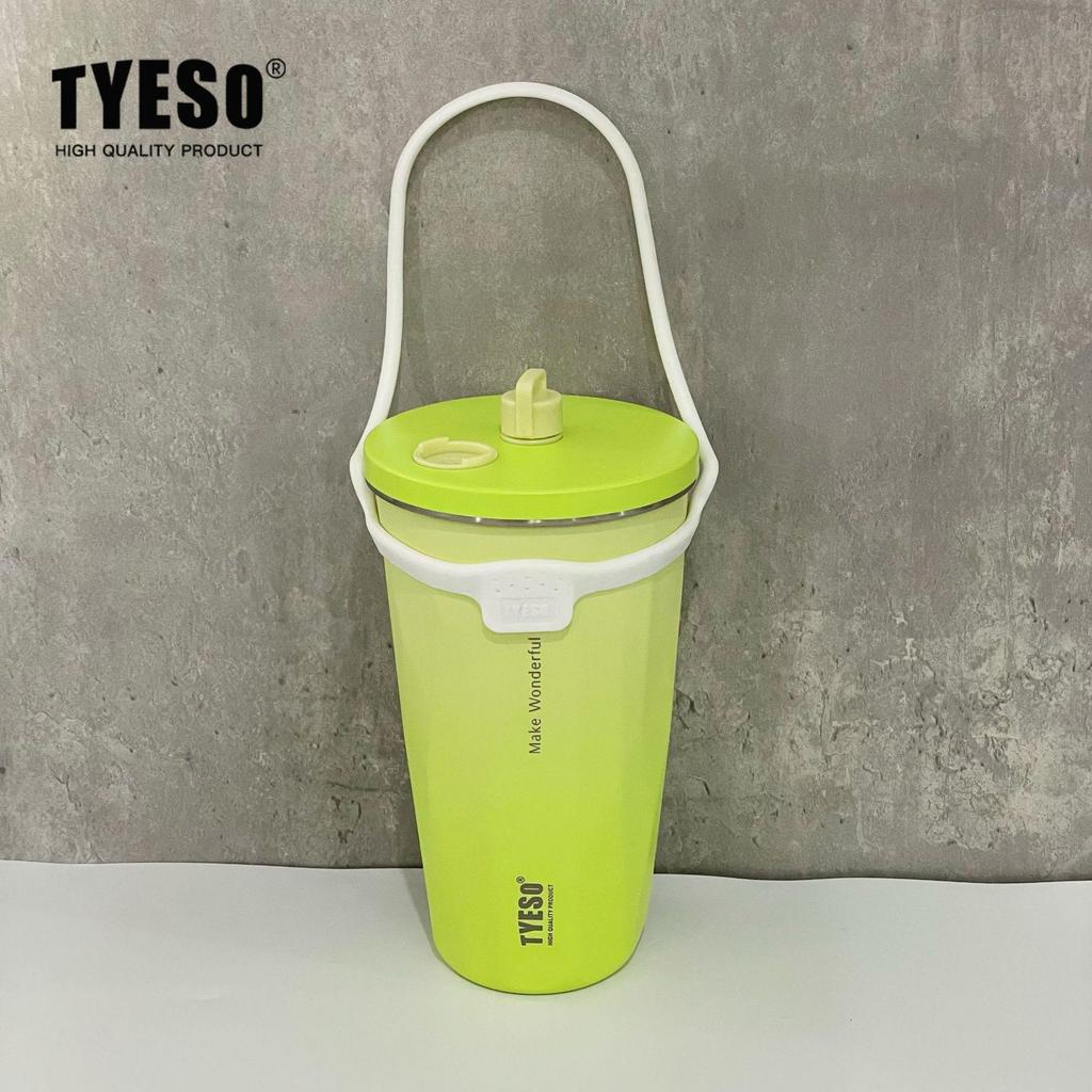 TYESO Stainless Steel Insulated Coffee Cup & Water Bottle - Ice Buster, Large Capacity, with Straw for Car