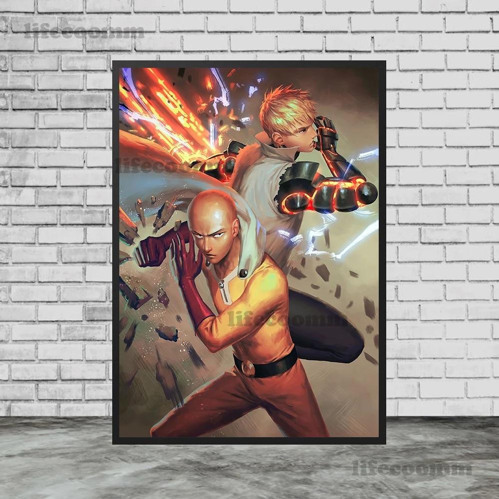 One Punch Man Janos, Saitama Hot Blooded Animație Poster și imprimare Decor Artă de perete Pânză Pictură pentru camera de zi Imprimare artistică fără cadru