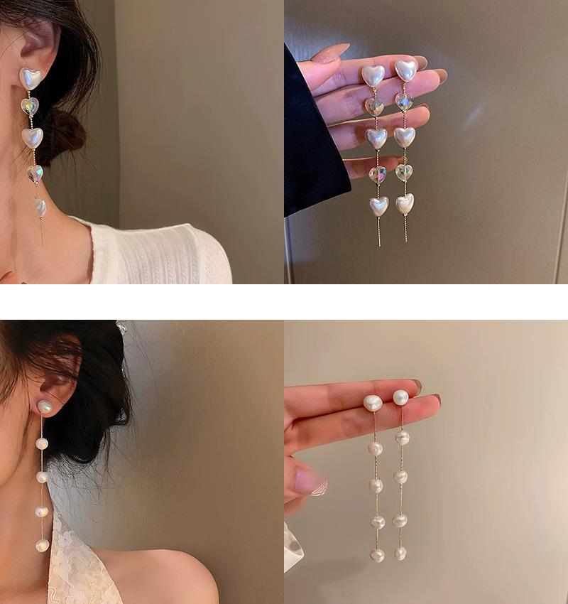 Boucles d'oreilles à pampilles rétro françaises, boucles d'oreilles à la mode et élégantes, boucles d'oreilles baroques en pierre naturelle de couleur eau douce