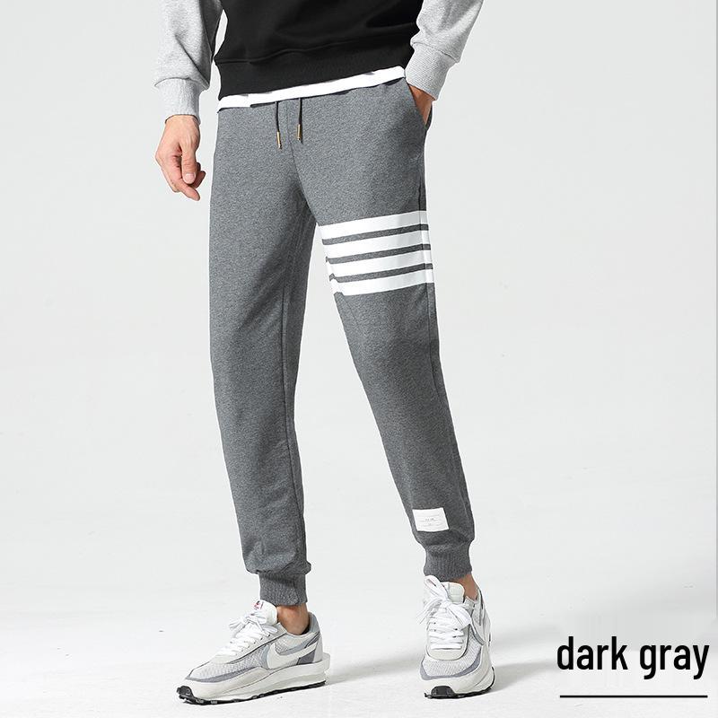 Men's Tide Brand Four-Stripe Casual Jogger Sweatpants - Trendy, Versatile Cotton for Spring and Autumn