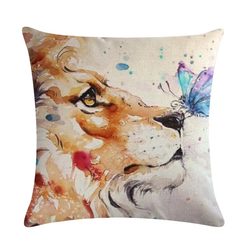 Painted Art Pillowcase Animal Print Linen Pillowcase Chair Sofa Home Decoration Cushion Cover