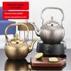Gold Spherical Stainless Steel Kettle with Hammered Texture - Large Capacity for Hotels and Restaurants.