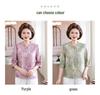Mom's Summer Seven-Sleeve Loose-Fit Printed Shirt for Middle-Aged Women, Imitation Silk