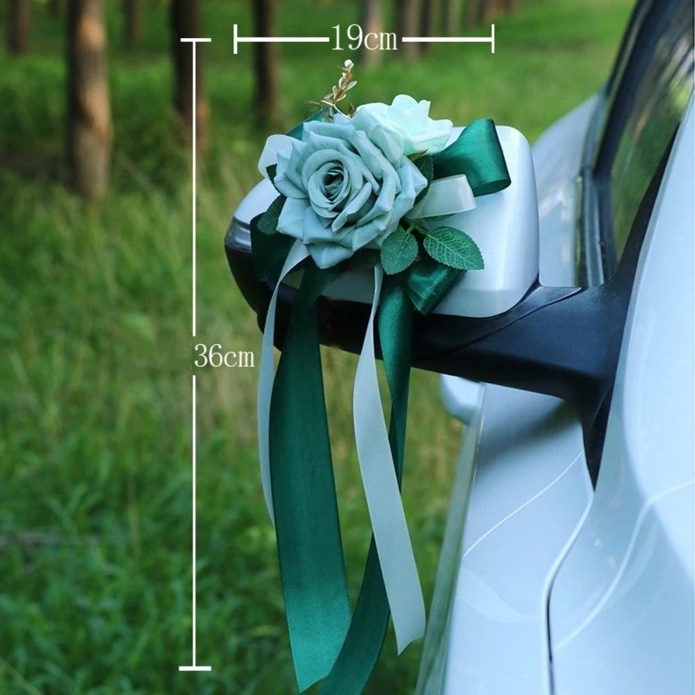 Retro Bow Rearview Mirror Decoration Wedding Party Door Handle Decoration Automotive Supplies