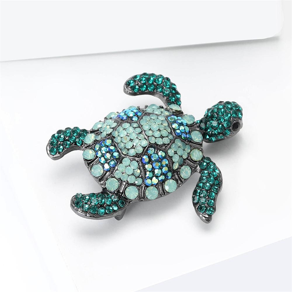 Fashion Alloy Rhinestone Inlaid Turtle Brooch Creative Personality Brooch Wholesale Of Women's Clothing Accessories