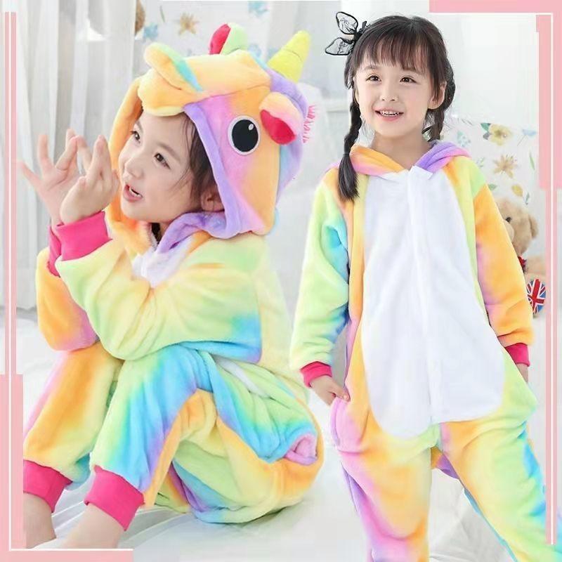 Rainbow Color Girls Sleeping Bag Onesies Pajama Animal Kids Unicorn Pajamas Children Cartoon Party Cosplay Clothes