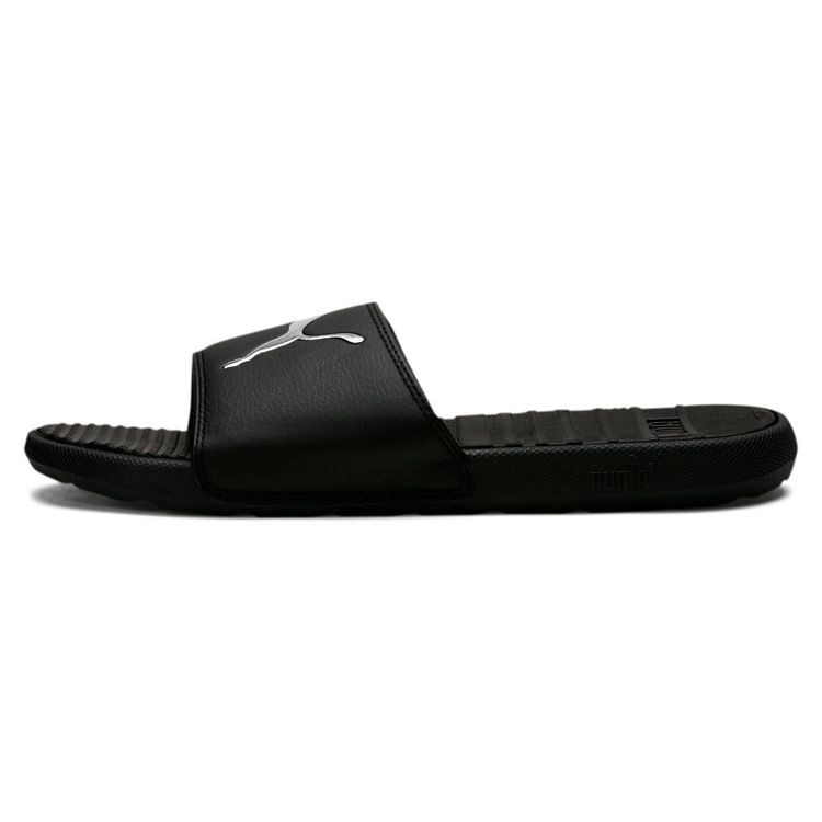 Puma Cool Cat Series Thick Sole Comfortable Versatile Slide Sandals Men Footwear Black Silver 371048-01