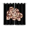 Set Of 2 Halloween Skull Theme Curtains Thermal Insulation Home Interior Horror Bedroom Window Curtain Light Blocking For Made Polyester