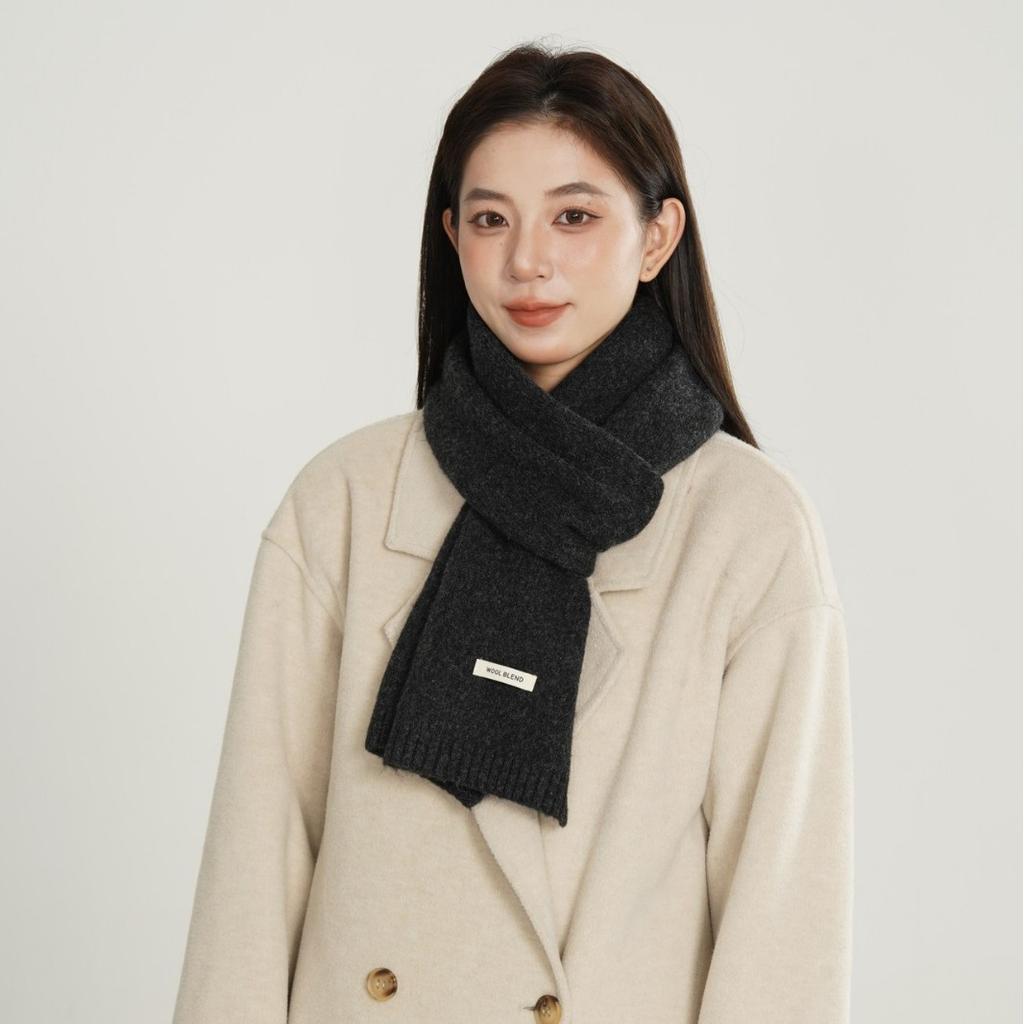 New Winter Women's Wool Blended Scarf Solid Color Knitted Versatile Fashionable Fresh Warm Thickened Scarf