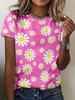 Daisy Graphic Flower 3D Print T-Shirts Women Summer Casual O-Neck Short Sleeve T Shirt Harajuku Y2k Tees Tops Female Clothing