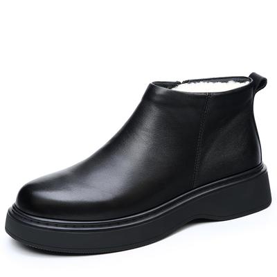 Herbst Winter Neue Lederstiefel für Herren Mode Lässig Rutschfeste Baumwollschuhe Männlich Schwarz Designer Chelsea Knöchelhohe Stiefel Mann