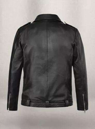Stilvolle Promi-Motorrad-Biker-Männer handgemachte Lammfell schwarze Lederjacke