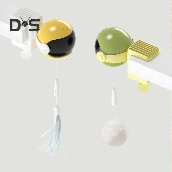 Elektrisches Katzenspielzeug mit Federn zum Aufhängen an der Tür, intelligentes Katzenspielzeug zum Selbstspielen, automatisches Katzenspielzeug mit flauschigem Federball und Quaste für Hauskatzen