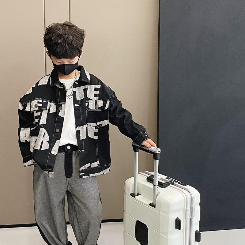 Boys' Korean Style Loose Denim Jacket - Fashionable Autumn 2022 Mid & Large Children's Outerwear