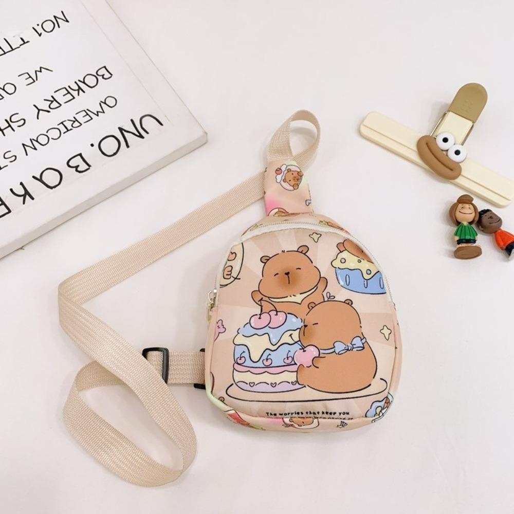 Large Capcity Cartoon Shoulder Bag Portable Kids Crossbody Bag Cartoon Capybara Chest Bag Student