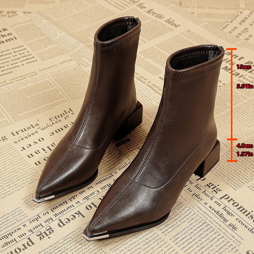 New Women's Ankle Boots Sexy Pointed Toe Woman Short Boots Fashion Causal Ladies Thin High Heel Boots Solid Color Stiletto