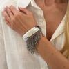 Trendy Geometric Metal Bead Bracelet with Stylish Tassels Details Dangling Charm Handchain For Daily Wear