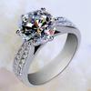 2026 Classic Six-claw Ring Platinum Plated Diamond Women's Ring European and American Luxury Wedding Ring Open Hand Jewelry