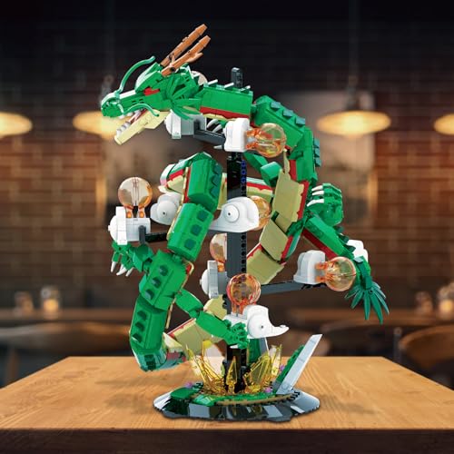 JMBricklayer Dragon Building Blocks Set with Lights 70134, Adult Construction Toy, Cool Animal Dragon Display Model, Animal Collectible Dinosaur Build