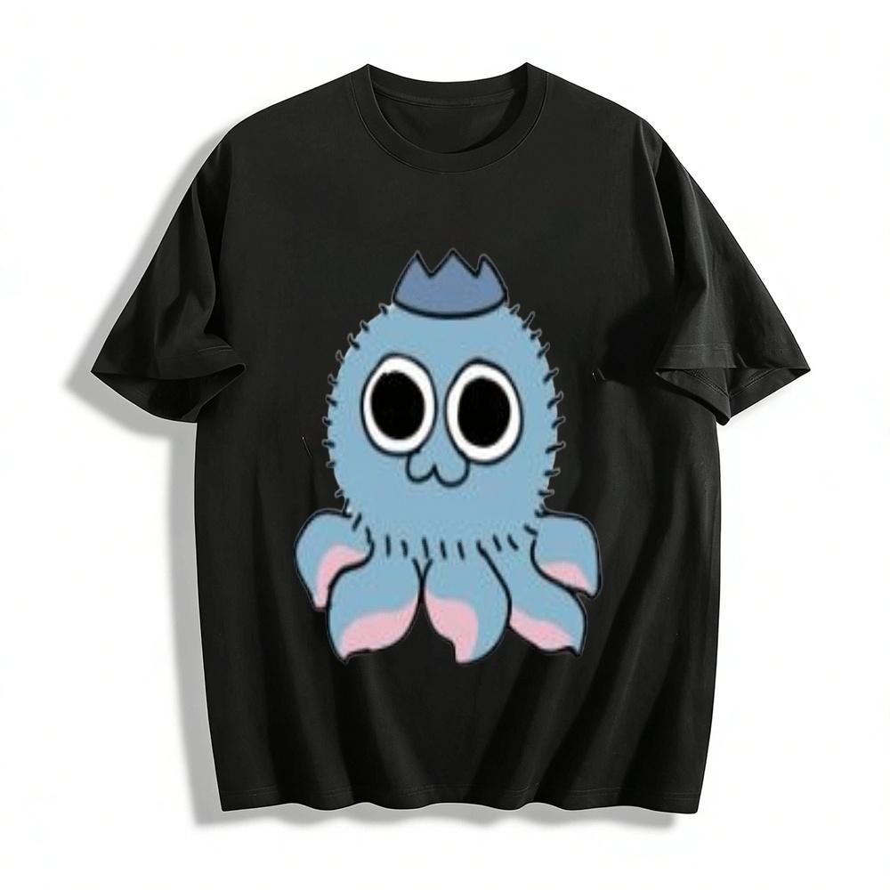 

Cute Blue Octopus Print Casual Tshirt Unisex Loose Breathable Top Pure cotton T-shirt 6XL