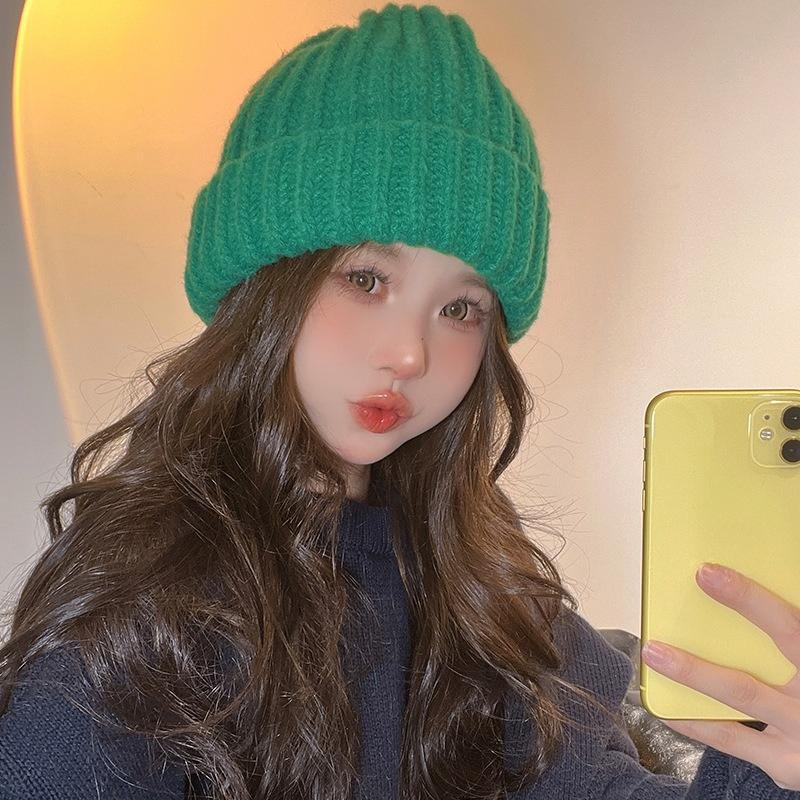 Japanese Autumn and Winter New Korean Version Big Head Wool Hat Showing Face Small Knit Hat Ear Protection and Warmth Fashion Pile Hat Men