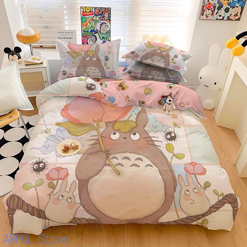 Copripiumino Stampato Cartone Animato 3D Raffinato My Neighbor T-Totoro Set Biancheria da Letto Piumone Letto Casa Giovanile Decorazione Bambini Ragazzi Ragazze Regalo
