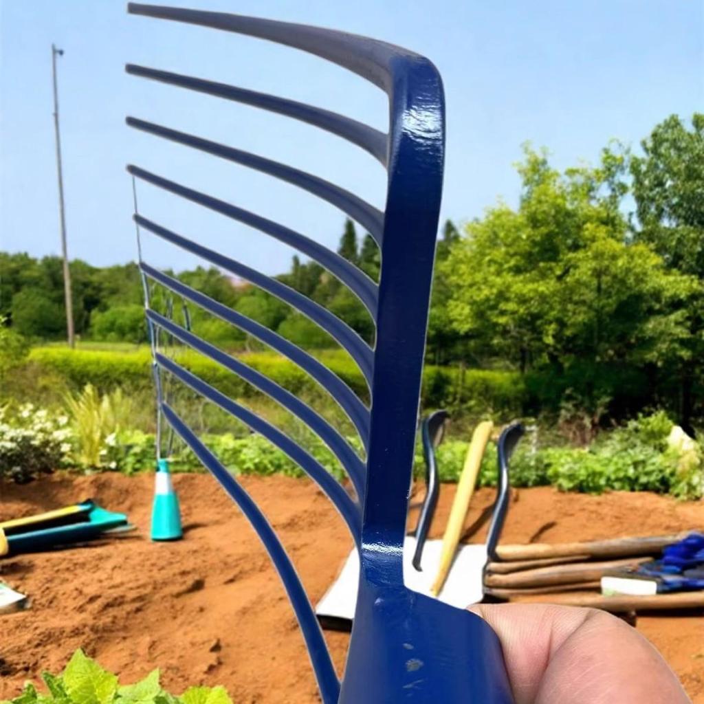 New Authentic Nine-Tooth Steel Fork - Multi-Purpose for Railroad Ballast, Coke, Coal, Hay, and Fine Steel Tools.