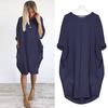 Dame Pocket Loose Dress Dame Neck Uformell Lange topper Dress Plus Size