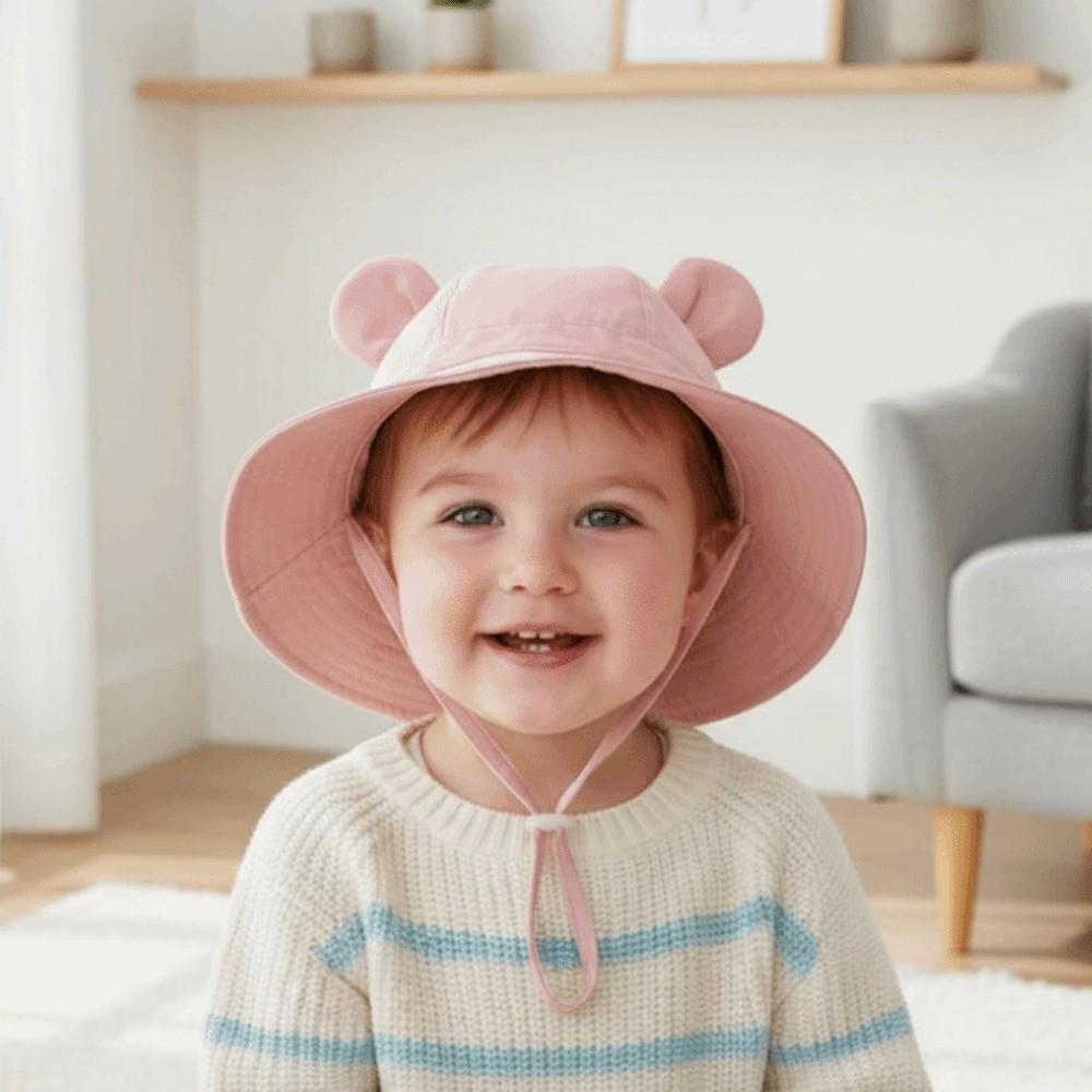 Cartoon Bear Kids Sunshade Bucket Cap Breathable Folding Baby Sun Hat Children Fisherman Hat Girls