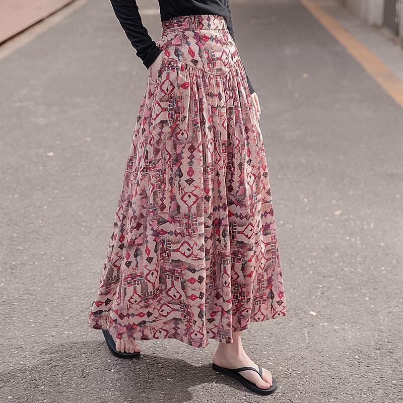 Women's Floral High-Waist A-Line Maxi Skirt
