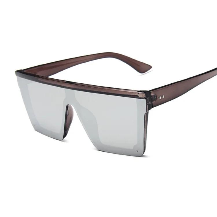 Fyrkantiga Solglasögon Dam Lyxig Vintage Märke Designer Solglasögon Kvinna Stor Ram Spegel Svart Silver Platt Topp Oculos De Sol