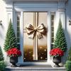 Door Cover Golden Gift Box Bow 71x35 Inch Decorative Holiday Front Door WrapChristmas Party Wedding Birthday Celebration Indoor Qutdoor Decoration