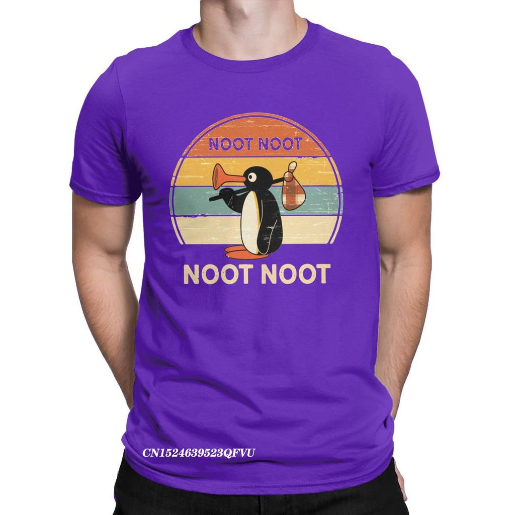Erkek Kadın Tişört Noot Noot Pingu Penguen Meme Hediye Komik Premium Pamuklu Tişört Harajuku Tişört Bisiklet Yaka Kıyafet Baskısı