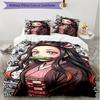 3pcs Duvet Cover Set (1*Duvet Cover + 2*Pillowcase, Without Core), Demon Slayer Print Soft All‑Season Bedding Set, Home Bedroom Decor Gift