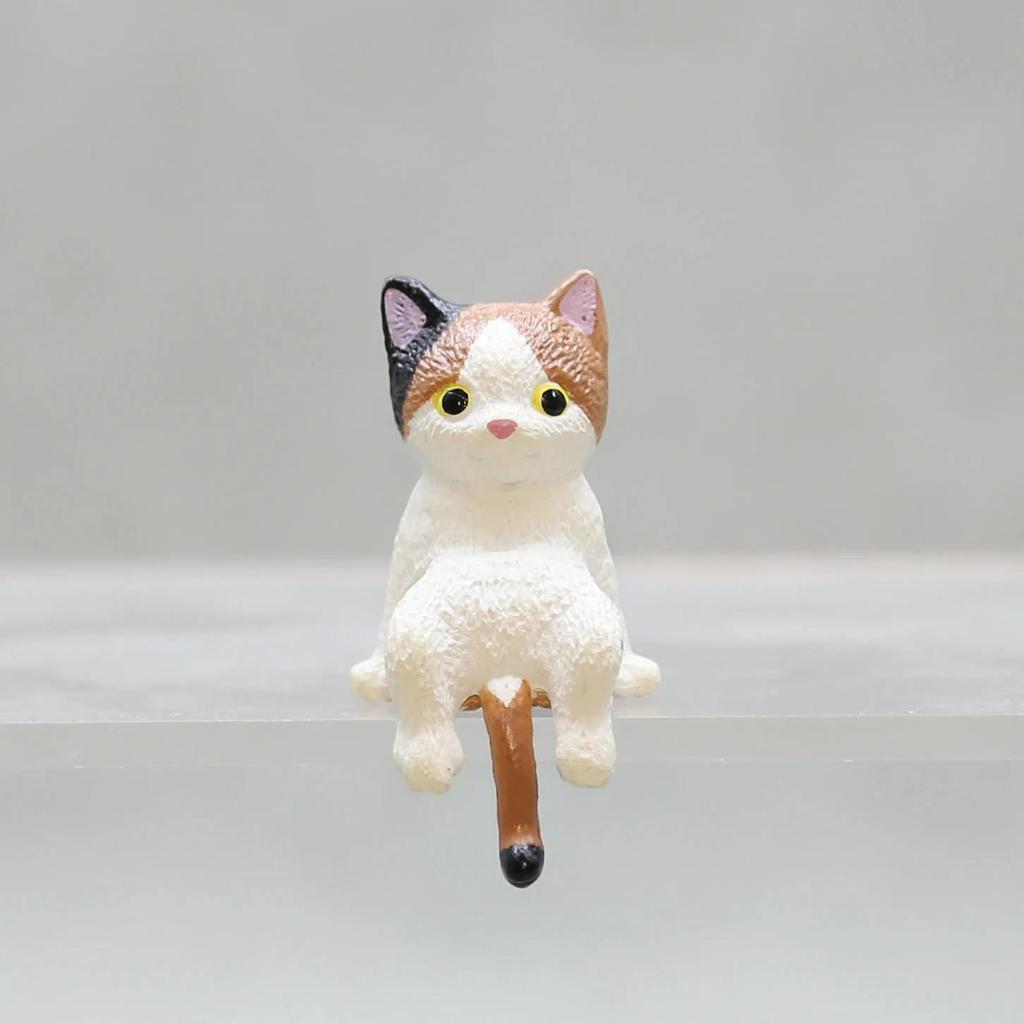 1Pcs Cartoon Simulation Fish Tank Edge Hang Cat Aquarium Ornament, Miniature Landscape, Home Decoration, Cute Desktop Gifts