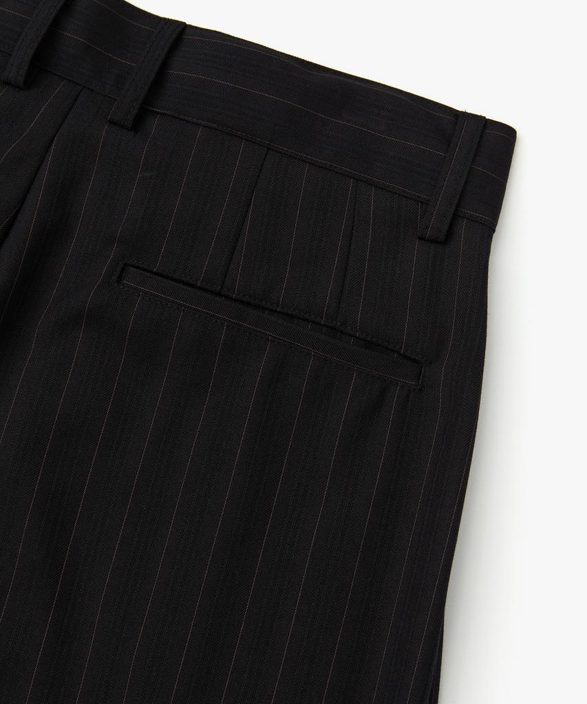 COFWI Melsa Double-Pleat Striped Wide Slacks Black