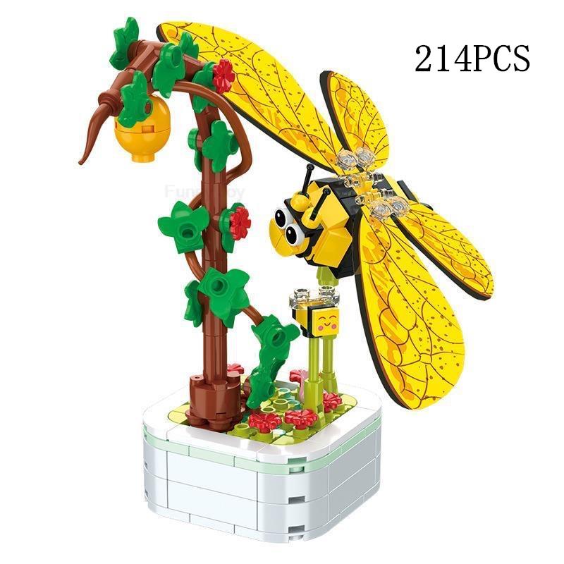 Kalıcı Buket Lale Çiçeği Yapı Taşı 3D Model Ev Dekorasyonu Bitki Saksıda Montaj Tuğlaları Sevgililer Günü Çocuk Hediyeleri