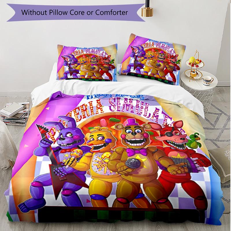 3pcs Duvet Cover Set (1*Duvet Cover + 2*Pillowcase, Without Core), Five Nights At Freddy's Print Soft All‑Season Bedding Set, Home Bedroom Decor Gift