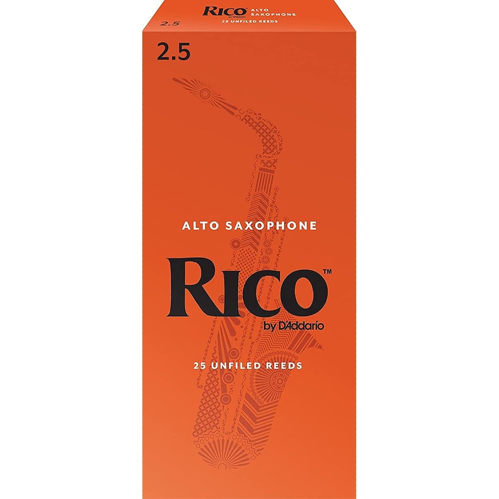 D Addario WoodWinds Daddario Reed for Alto Saxophone RICO RJA2525 [Hardness: 2.5] Pack of 25 [Dom...