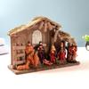 Nativity Scene Figures Religious Festive Miniature Figurine Set Jesus Manger And House Figure Ornaments For Windowsill Home