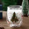 Saisonales doppelwandiges Getränkeglas Trinkbecher 300ml Hitzebeständig Kaffee-Trinkgeschirr Weihnachts-Tischdekoration